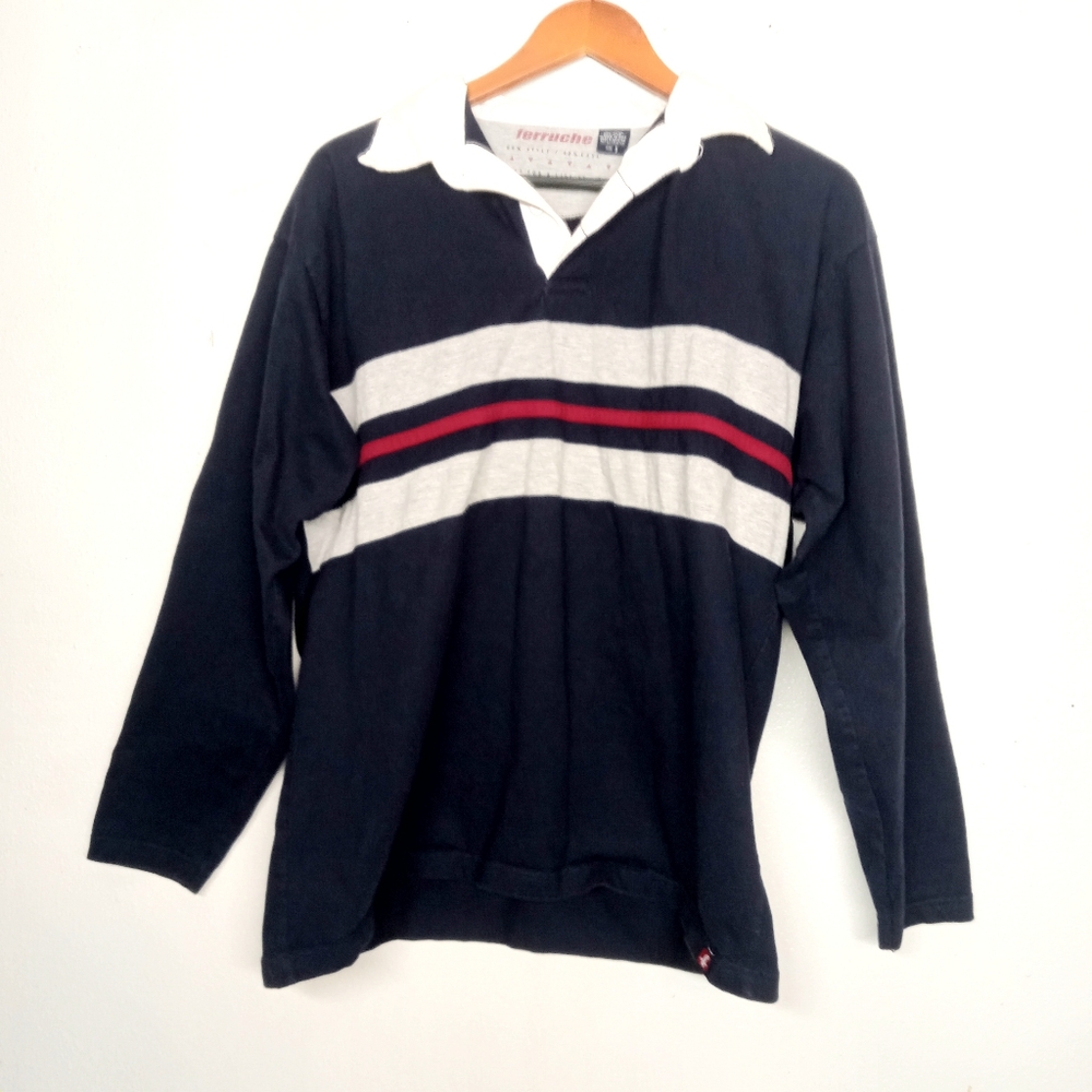 Ferruche Striped Crewneck sweater polo size large